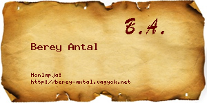 Berey Antal névjegykártya